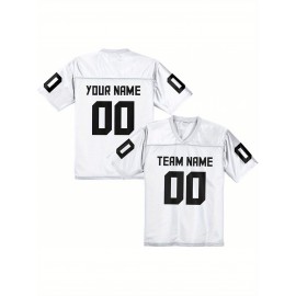 Customizable Women'S Football Jersey - Personalized Name & Number, V-Neck, Short Sleeve, Breathable Non-Stretch Fabric, Summer Sports Jersey, Perfect Gift for Women'S Fans, Football Jersey, Fan Merchandise, Standard Size, Stretchy Fabric