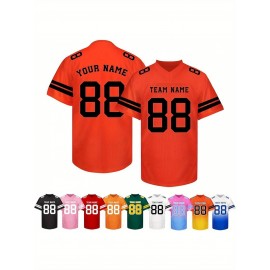 Customizable Football Jersey - Personalized Name & Number, V-Neck, Short Sleeve, Breathable Summer Fabric, Team Colors with Striped Collar - Perfect Gift for Fans, Custom Football Jersey, Fan Apparel, Durable Sportswear